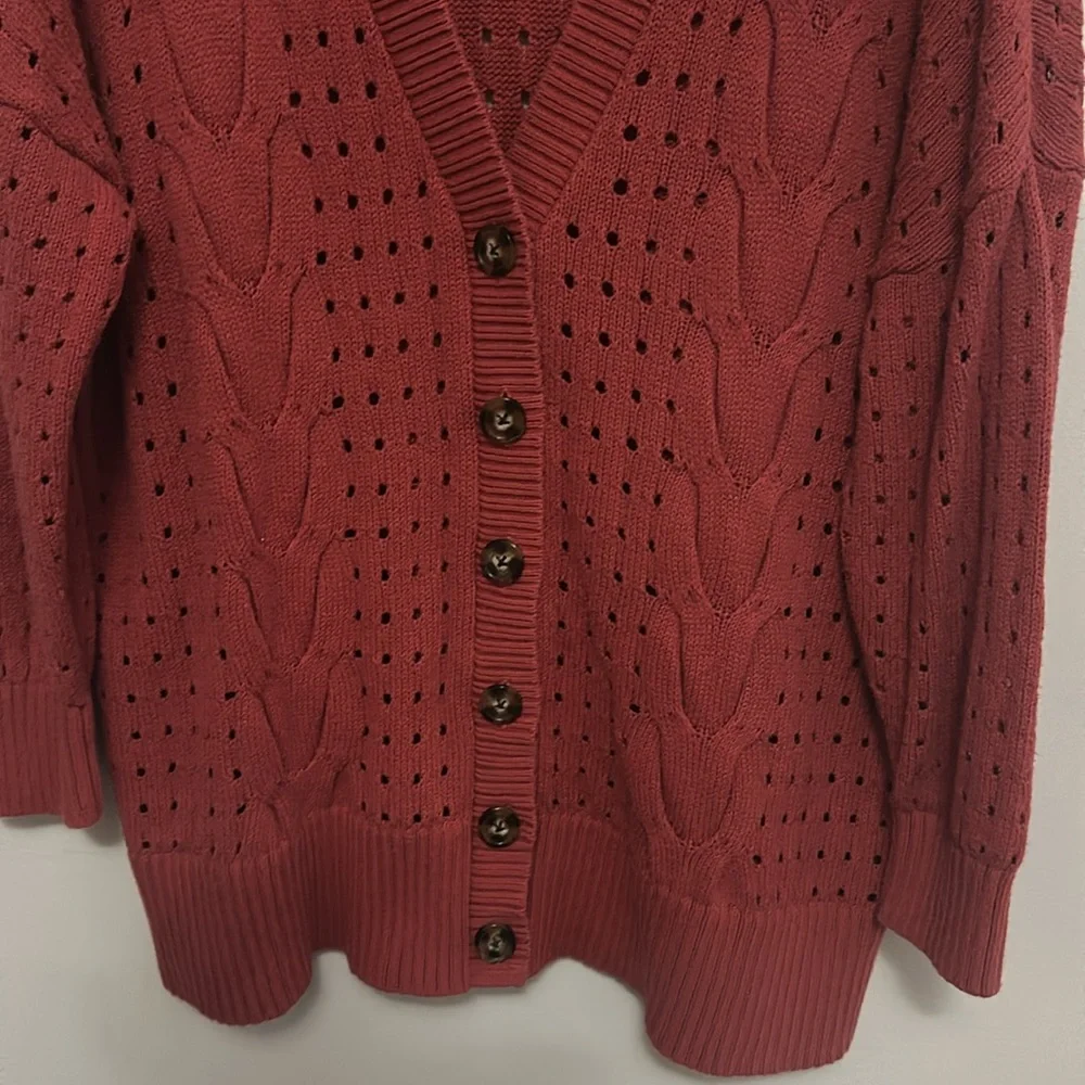 Torrid Cable V-Neck Boyfriend Cardigan Sweater Baked Apple Women's Size 1 (1X) - Picture 7 of 13